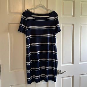 WHBM Striped Tshirt Dress Navy Sz M
